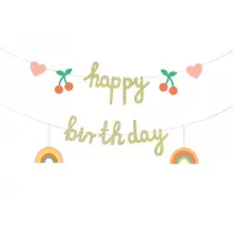 PartyDeco Baner papierowy Happy Birthday 100x18cm