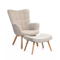 HowHomely Fotel z podnkiem Grella Beige