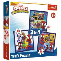Puzzle 3w1 20+36+50 el. Paj�ki i dinozaury Trefl