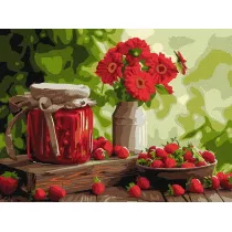 Ideyka Malowanie po numerach - D�em truskawkowy 30x40cm