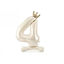 PartyDeco Stoj�cy balon foliowy cyfra 4 jasny krem 84cm