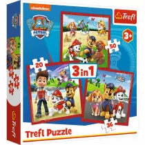 Puzzle 3w1 20+36+50 el. Psi Patrol. Wesoe pieski Trefl