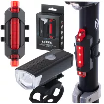 Lampka rowerowa LED zestaw ty-przd USB