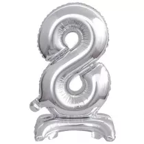 Amscan Balon foliowy mini cyfra 8 na stojaku srebrna