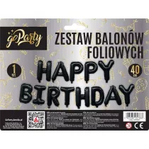 Zestaw balonw foliowych Happy Birthday czarne