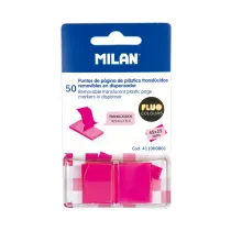 Milan Zak�adki indeksuj�ce przezroczyste Fluo r�owe 45 x 25 mm 50 szt.