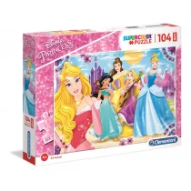 Puzzle maxi 104 el. Supercolor. Ksiniczki Clementoni