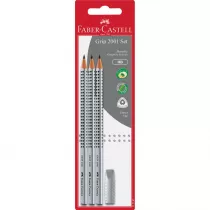 Grip 2001 set srebrny 3x owek hb +gumka nakadka blister faber-castell 3 szt.