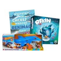 Pakiet: Wszystko, co chcesz wiedzie� o rekinach. Fakty i mity!, Gra Rekin, Hot Wheels. City Rekin Transporter GVG36