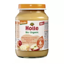Holle Deser dla niemowlt jabko i banan z orkiszem po 6. miesicu 190 g Bio