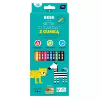Interdruk Kredki owkowe z gumk 12 kolorw BEBE Kids