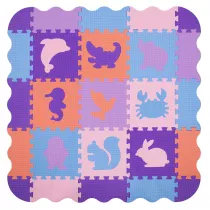 Mata puzzlowa 9 elementw 30x30 fioletowa - kojec Almarina