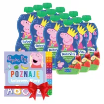 BoboVita winka Peppa Mus jabko i truskawki z bananem po 6 miesicu + Ksieczka GRATIS Zestaw 12 x 100 g