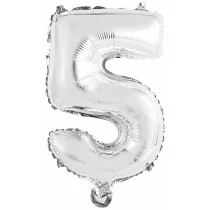 Amscan Balon foliowy mini cyfra 5 srebrna 25,5x40cm