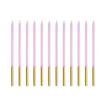 PartyDeco wieczki urodzinowe gadkie fioletowe 14cm 12szt