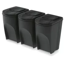 Prosperplast Keden kosz na mieci sortibox set 3 - czarny recykling 35 l