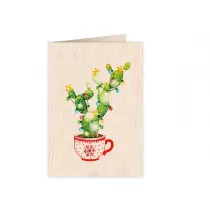Cozywood Karnet drewniany �wi�teczny C6 Kaktus + koperta
