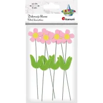 Titanum Dekoracje filcowe kwiaty 3D na druciku 6 szt