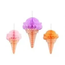 PartyDeco Dekoracje bibuowe Lody 20-30cm mix 3szt