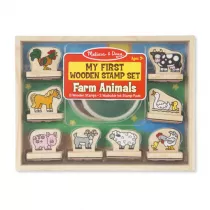 MELISSA Pierwsze drewniane piecztki Farma w skrzyneczce 12390 Melissa & Doug