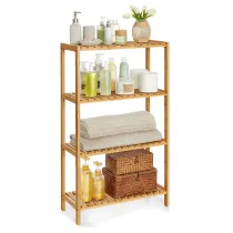 Songmics Bambusowy rega 4 poziomowy 100 cm
