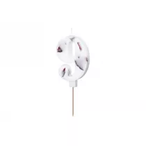 PartyDeco �wieczka 9 bia�a z p�atkami 8cm