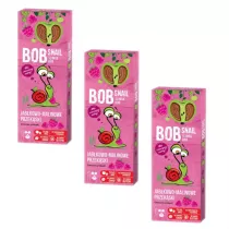 Bob Snail Przekska jabkowo-malinowa z owocw bez dodatku cukru Zestaw 3 x 30 g