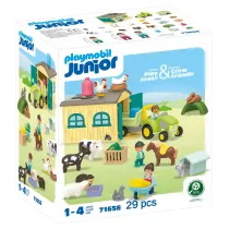 Playmobil Junior Przygoda na gospodarstwie z traktorem, przyczep� i zwierz�tami 71656
