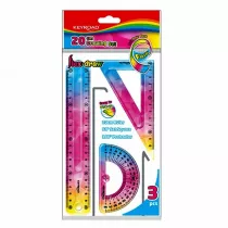 Pbs Connect Zestaw geometryczny elastyczny Rainbow Deco liniijka 20 cm, ekierka 18 cm, k�tomierz 10 cm 3 elementy