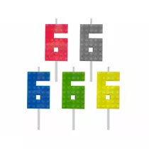 Godan wieczka urodzinowa Klocki, cyfra 6 5,5 cm