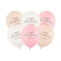 PartyDeco Balony Happy Birthday mix r�owy 30cm
