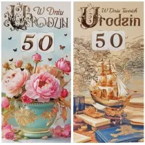 Karnet DL premium Urodziny, wymienne cyfry mix