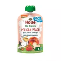 Holle Mus owocowy Pelican Peach brzoskwinia, truskawka, jabko, owies po 6. miesicu ycia 100 g Bio
