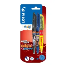 Piro kulkowe Frixion Ball Naruto Pilot niebieskie + czarne + zakrelacz Frixion light ty blister