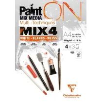 Clairefontaine Blok A4 bia�ych papier�w mix4 250g 12ark