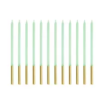 PartyDeco wieczki urodzinowe gadkie zielone 14cm 12szt