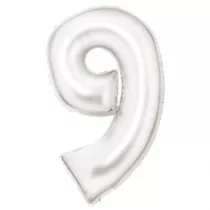 Amscan Balon foliowy cyfra 9 satynowa bia�a 86cm