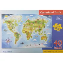 Puzzle 40 el. Mapa wiata Castorland