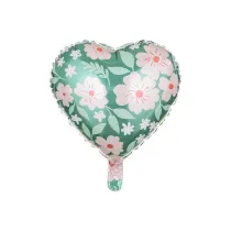 PartyDeco Balon foliowy Serce w kwiaty 45cm