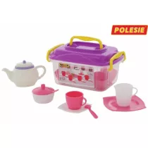 Wader-Polesie 58980 Zestaw naczy czajnik sztuce kubek talerzyk Alisa na 4 osoby 19 elementw skrzynka