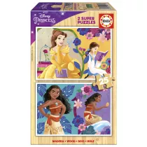 Puzzle drewniane 2x25 el. Pi�kna i Bestia, Vaiana: Skarb Educa