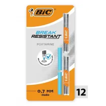 Wkady +gumka Break Resistant 0,7mm 12+2szt BIC