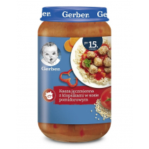 Gerber Obiadek kasza jęczmienna z klopsikami w sosie pomidorowym dla dzieci po 15 miesiącu 250 g