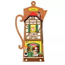 Skadany Drewniany Model Puzzle 3D - Leniwa Kawiarnia Robotime