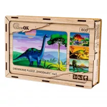 Puzzle drewniane 4w1 dinozaury PuzzleOK
