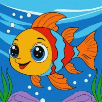 Malowanie po numerach - Marzycielska rybka Kids 25x25cm Ideyka