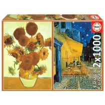 Puzzle 2x1000 el. Sonecznik, Taras kawiarni w nocy Educa