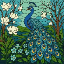 Ideyka Malowanie po numerach - Witra�. Paw 30x30cm