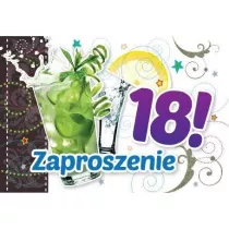 Kukartka Zaproszenie ZZ-039 Urodziny 18 drinki 5 szt.