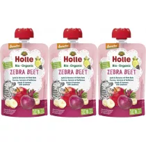 Holle Zestaw Mus Buraczana Zebra Jabko i banan z burakiem od 6. miesica 3 x 100 g